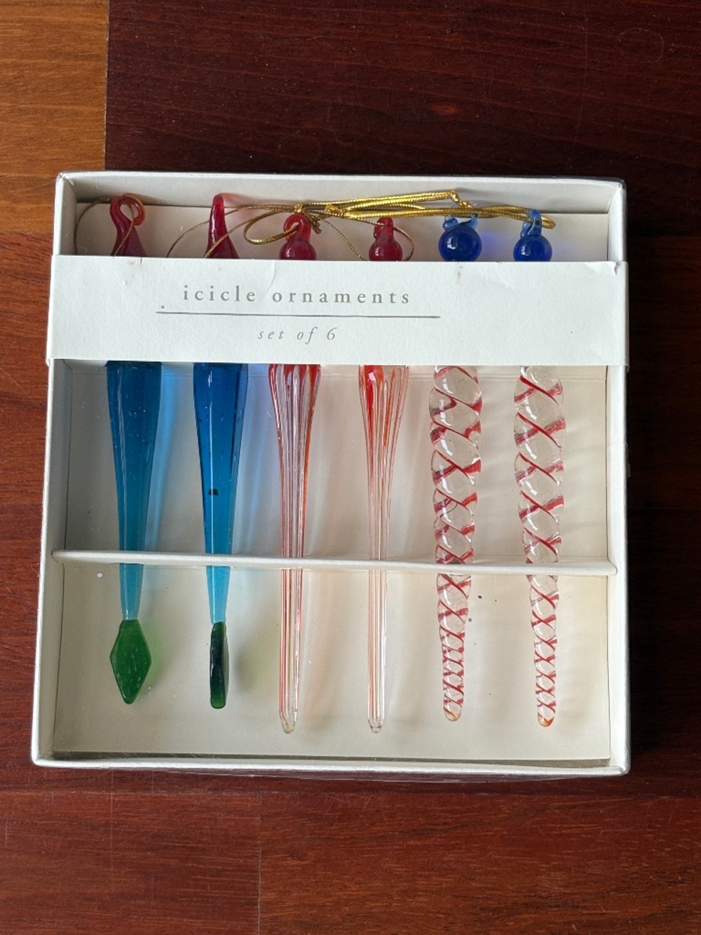 Vintage Style Hand Blown Glass Icicle Ornaments - NWT